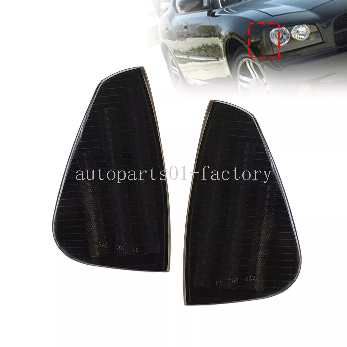 1Pair Front Turn Signal Lamps Corner Light Housings For 2006-2010 for Dodge Charger