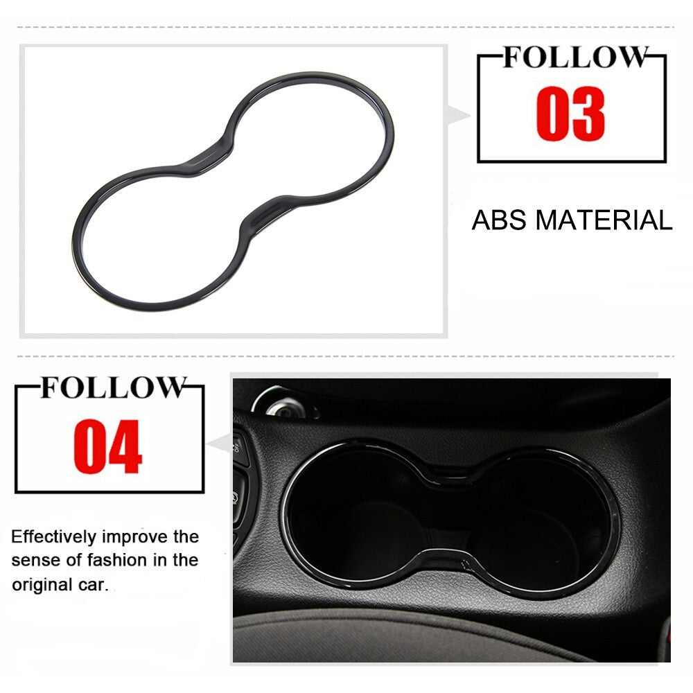 Black ABS Front Water Cup Holder Frame Cover Trim for Jeep Compass 2017-2020
