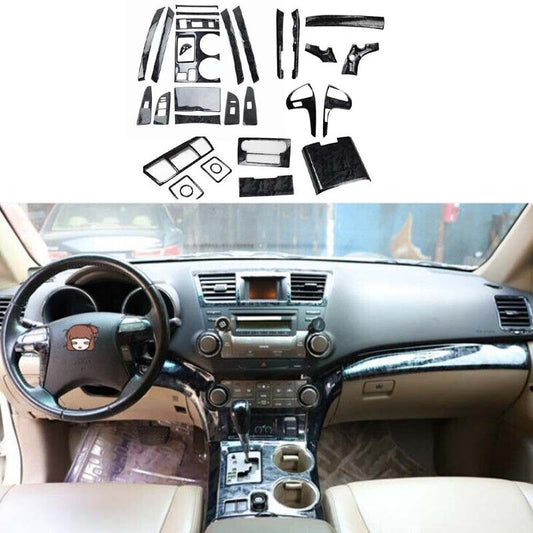 Trim 2008-2013 for Toyota Highlander Black Wood Grain Interior Decor Full Set