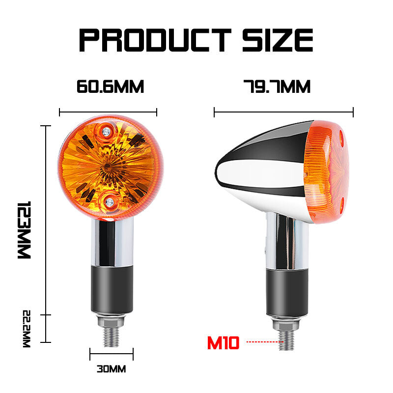 Chrome Front Rear Motorcycle Turn Signal Indicator Lights Amber Bullet Universal