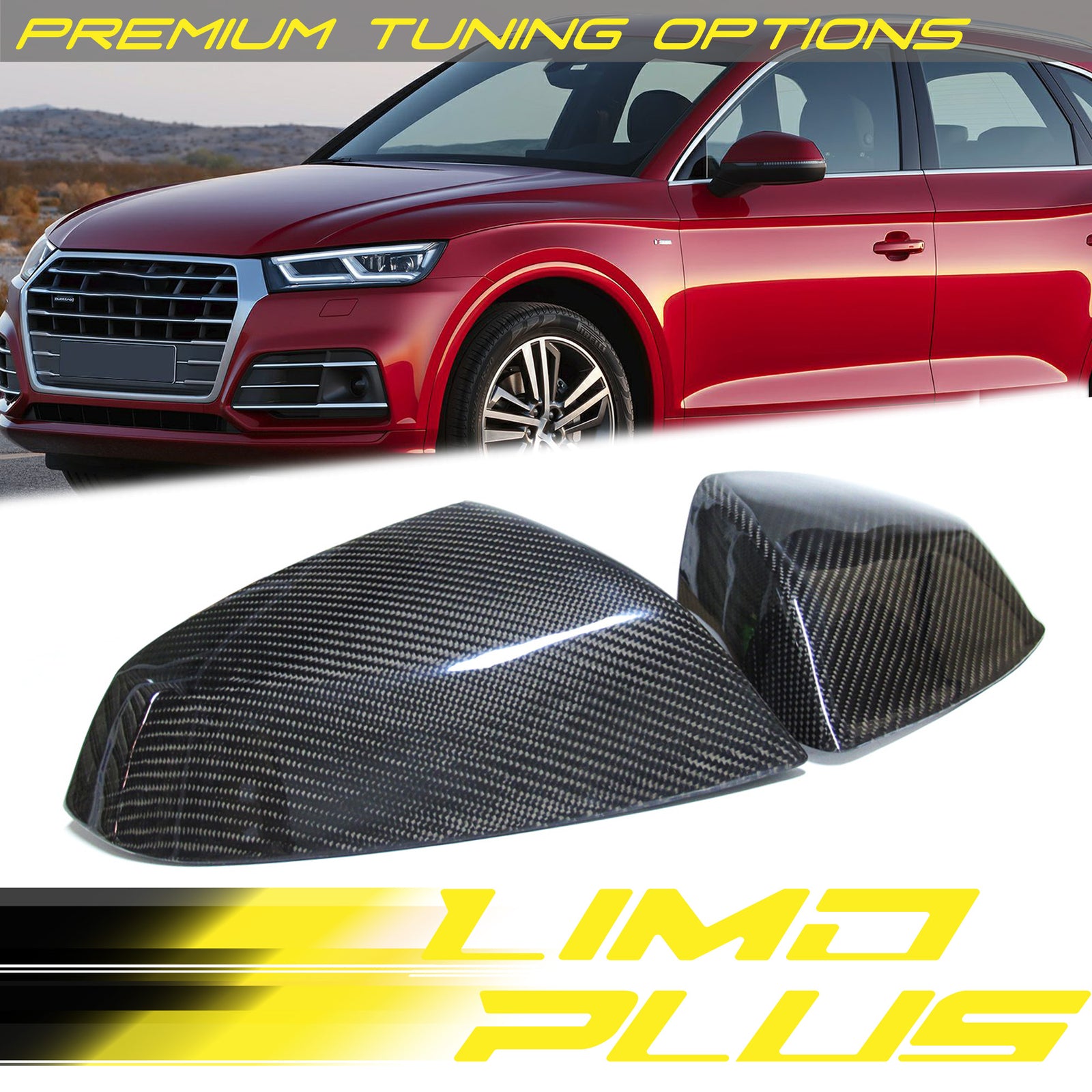 for Audi Q5 SQ5 Q7 Carbon Fiber Mirror Cover Replacement 18-2024 (No Auxiliary Functions)