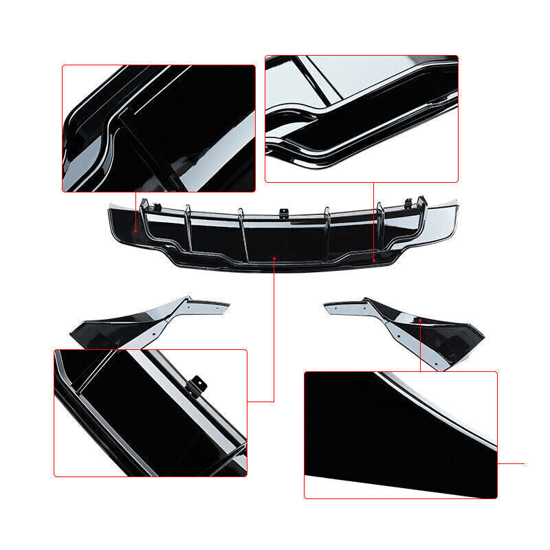 BLACK PERFORMANCE REAR BUMPER DIFFUSER W/ EXTENSIONS FOR 2017-2023 for TESLA MODEL 3