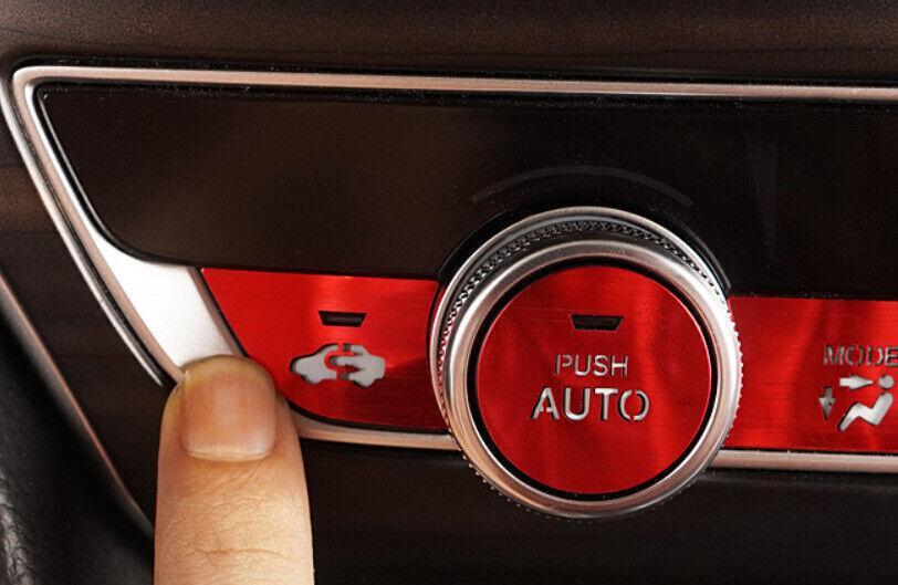 for Honda Accord 2018-2022 Red Aluminum Central Control Switch Button Cover 9pcs