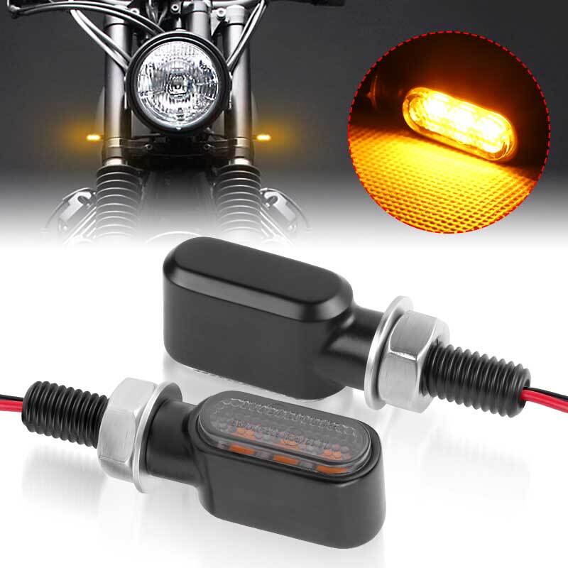 2X Smoke for Mini Motorcycle LED Turn Signals Indicator Light For Bobber Cafe Racer