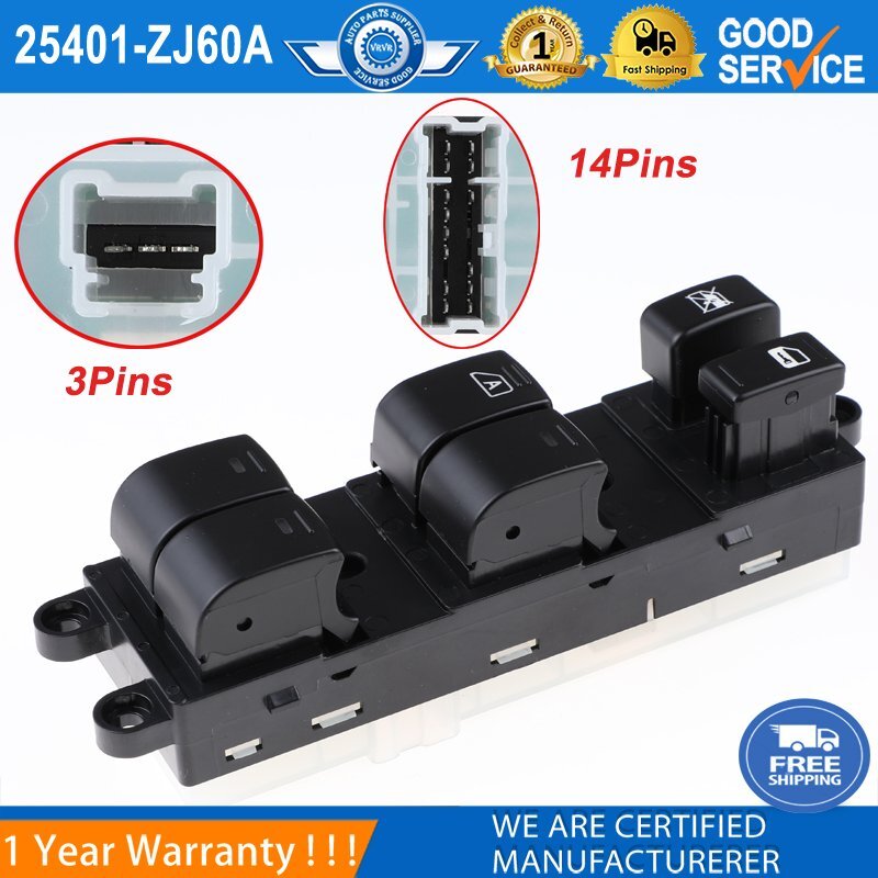 Driver's side left main power window switch for Nissan Sentra 2008 - 2012