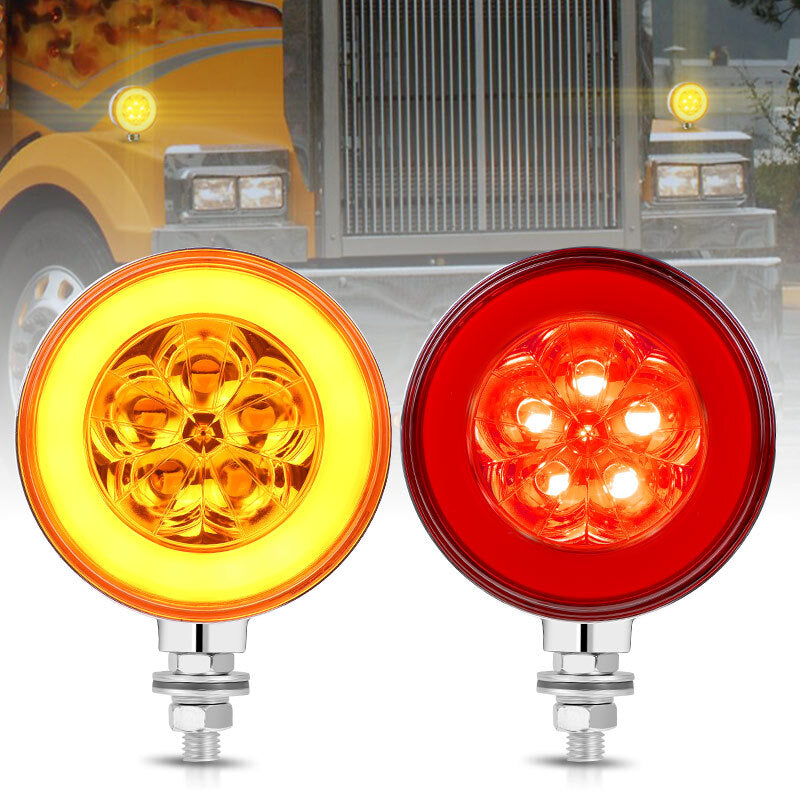 2x 4'' LED Dual Face Side Marker Tail Turn Signal Brake Light 12V 24V Truck Car
