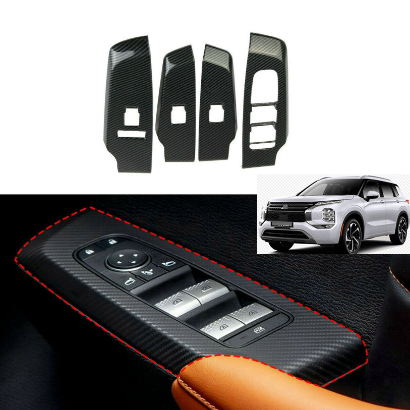 For 2022-23 for Mitsubishi Outlander Window Switch Panel Cover Trim Carbon Style ABS