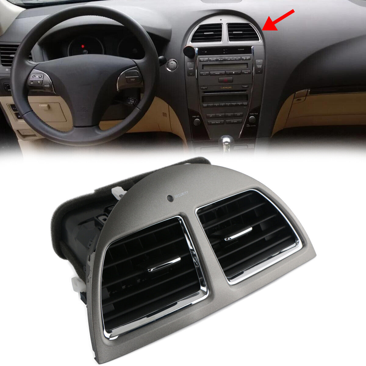 Center Dash Air Conditioning Socket Ventilation Panel with Chrome Ring for Lexus ES350 2007-2009