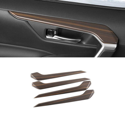 for Toyota RAV4 2019-24 Wood Grain Inner Door Armrest Panel Trim Cover Strip 4P