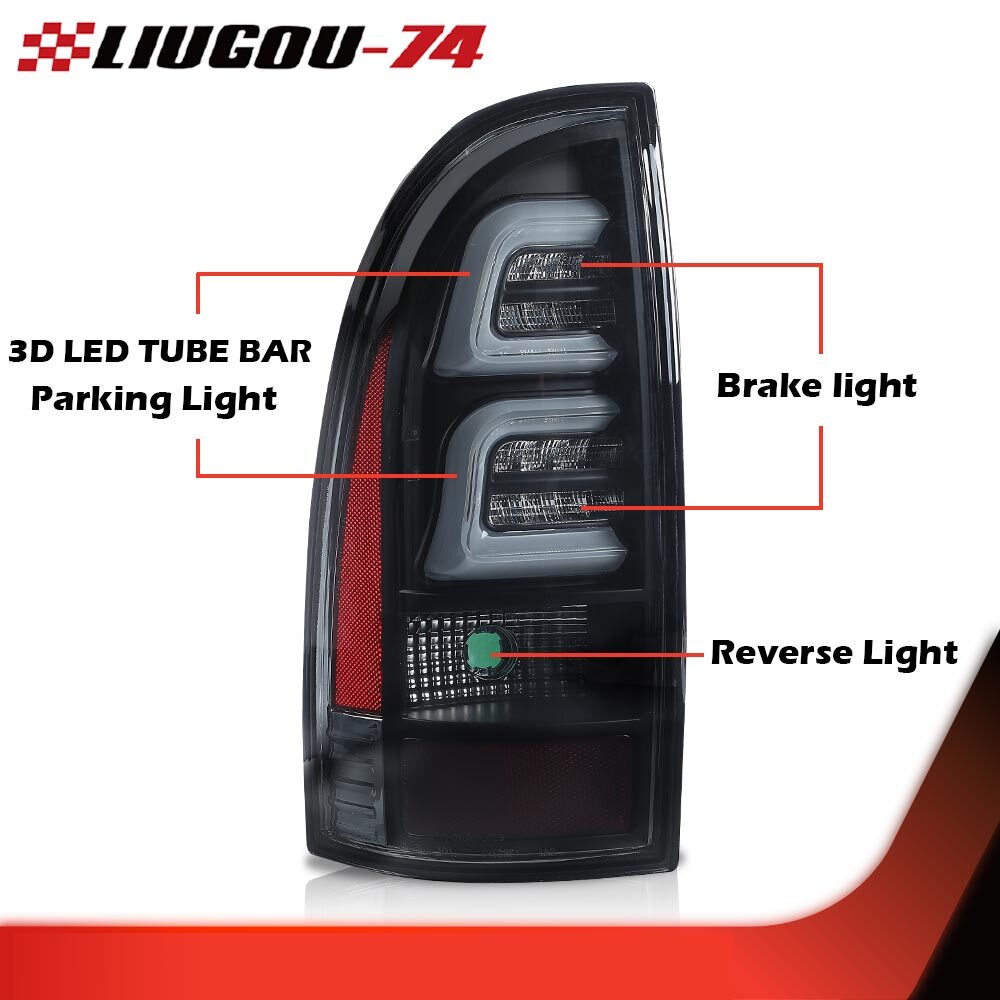 LED taillights (LH+RH), side black/smoky finish suitable for 05-15 for Toyota Tacoma