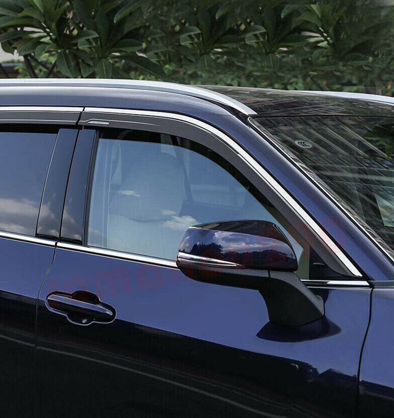 for Toyota Highlander 20-23 Black+Chrome Window Visor Vent Shades Sun Rain Guard