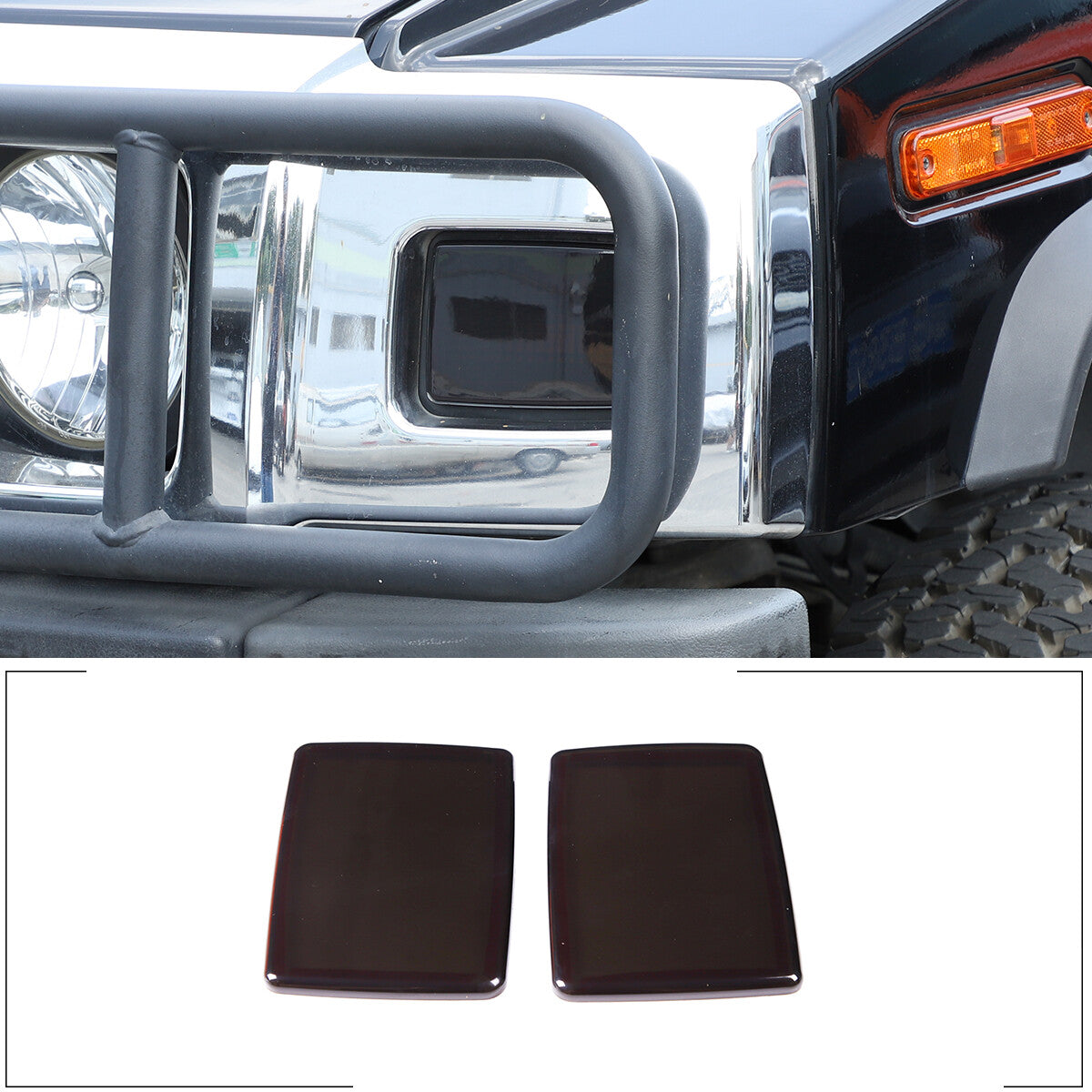 Smoked front turn signal light trim cover for Humme H2 2003-09