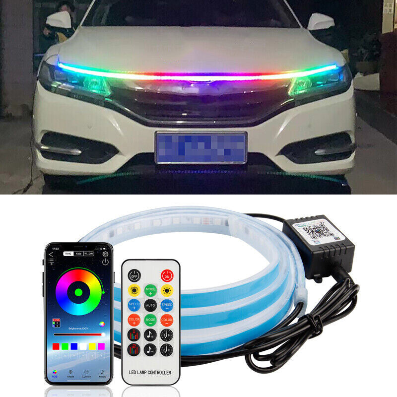 Dreamcolor RGB Car SUV LED DRL Hood Light Strip Engine Cover Lamp APP+Remote