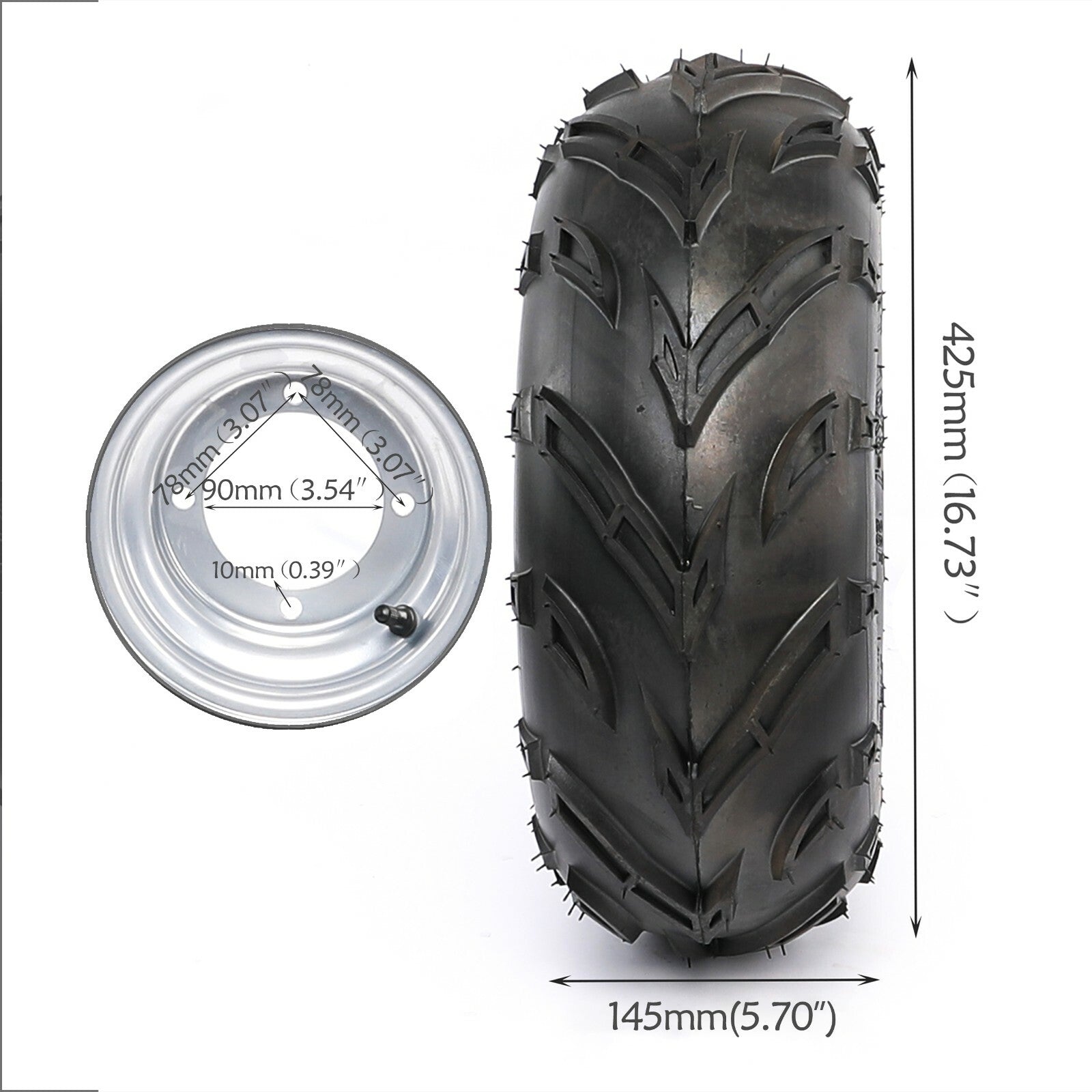 4-piece all-terrain vehicle tire set, 16x8-7 tires, rims, 4 studs, 110mm, 7-inch wheels, Taodao go-kart four-wheel set, 125cc.