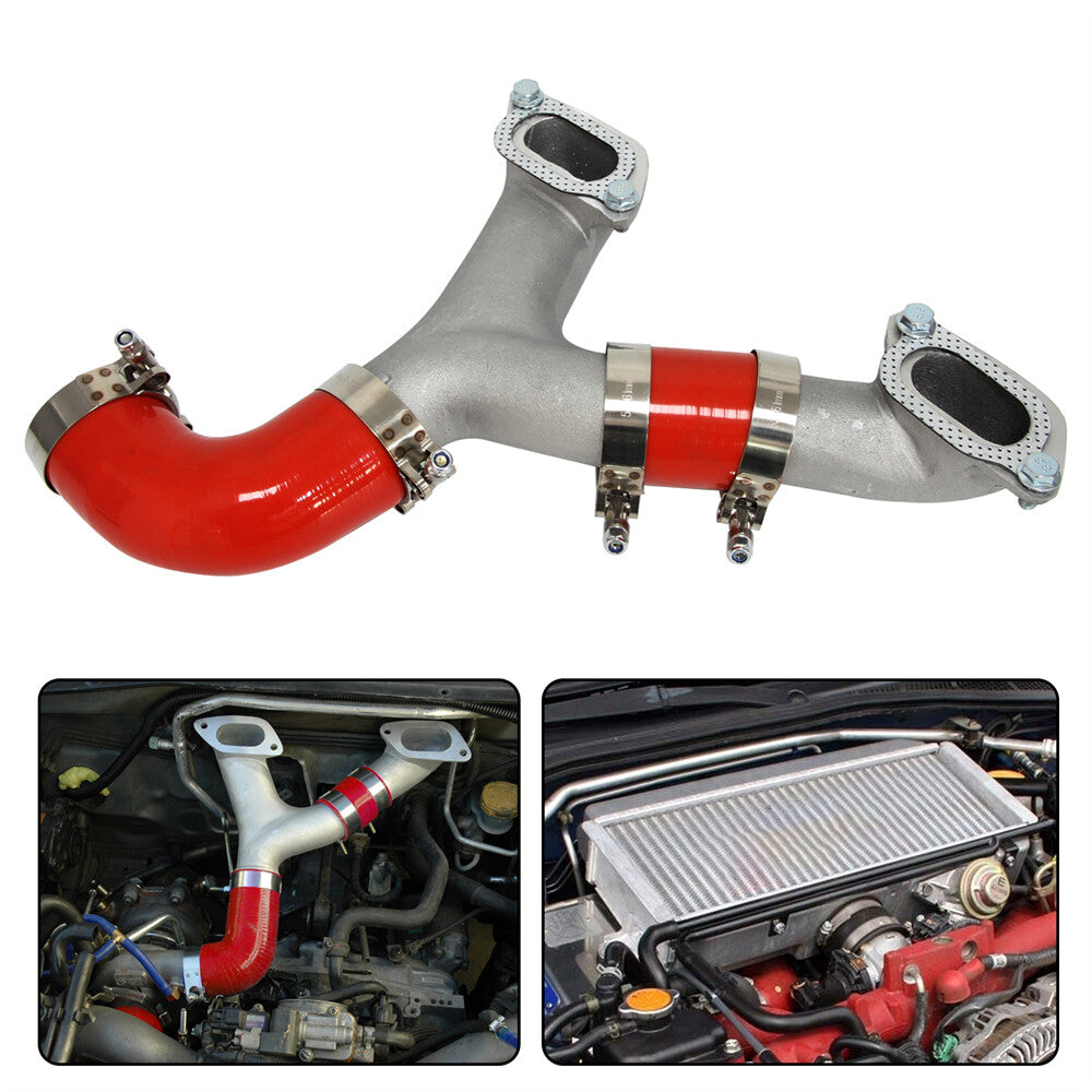 Fits 02-07 for Subaru Impreza WRX/STI Upgrade Intercooler Y-Pipe + Red Couplers