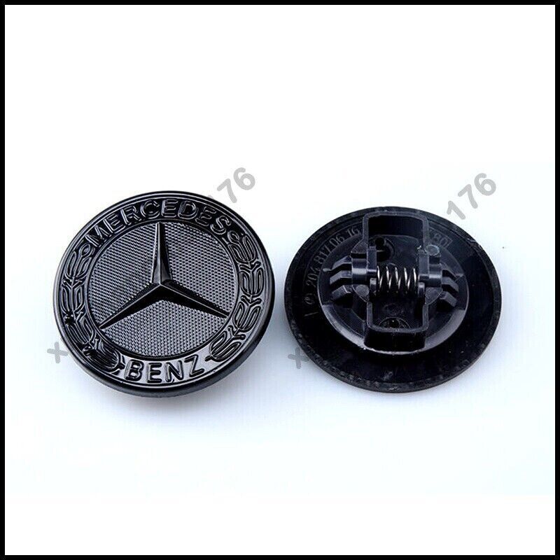 AMG front grille badge, glossy black, flat laurel wreath badge, for Mercedes W205 W213