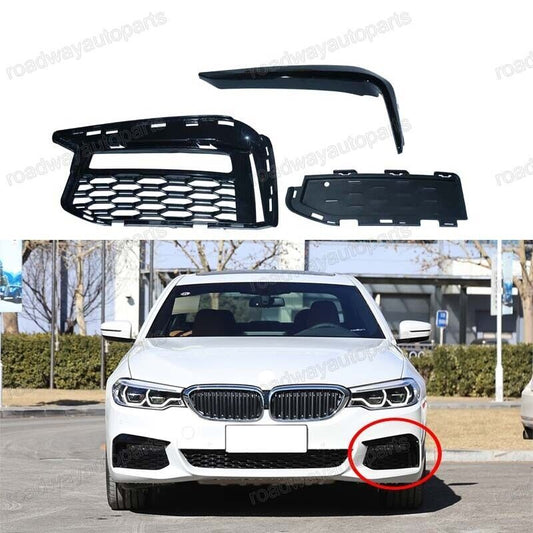 3Pcs Left Fog Light Trim Cover Bezel Fit for BMW 5 Series G38 M Sport 2018-2020