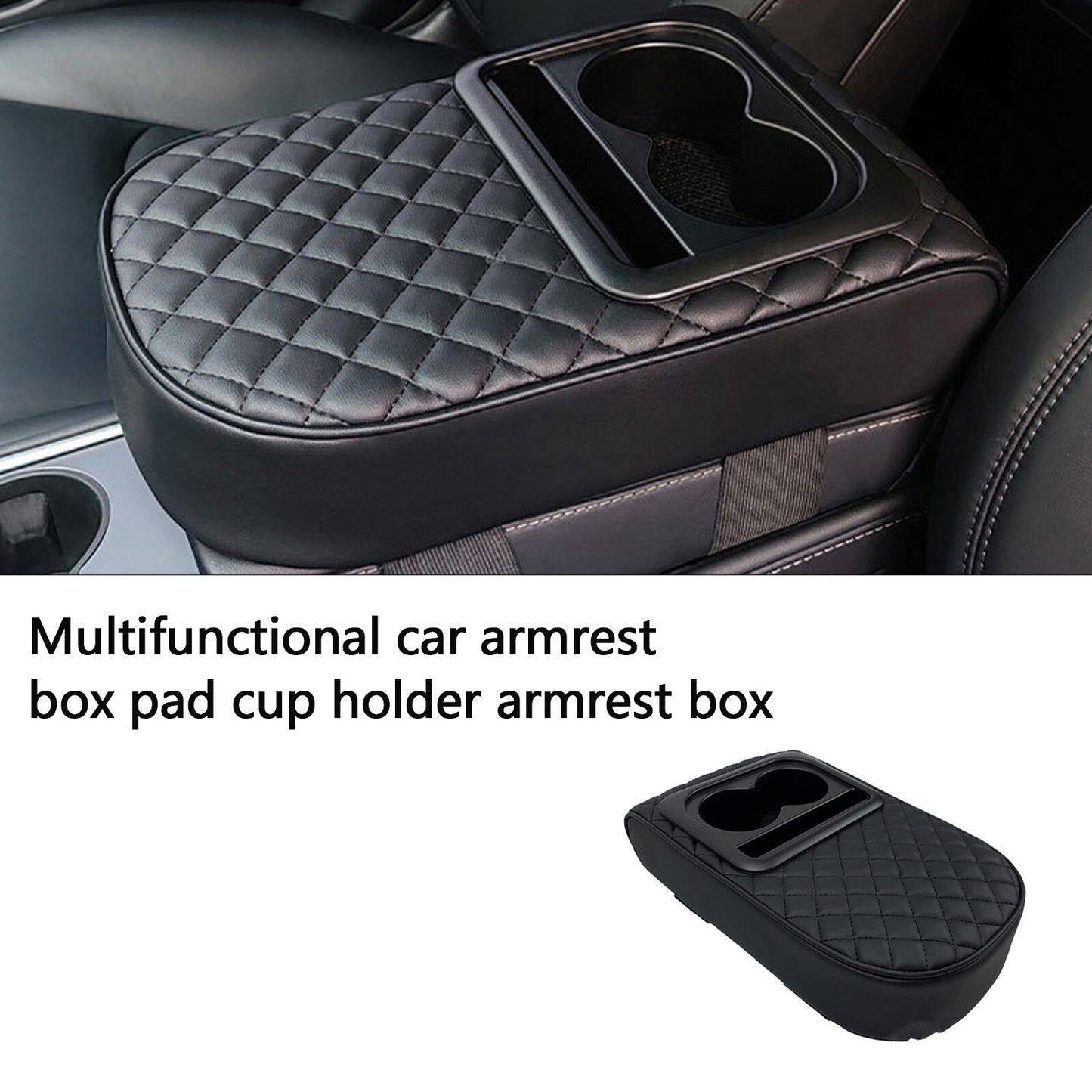 Black Armrest Pad Cover Center Console Box Cushion Protector Accessories Car