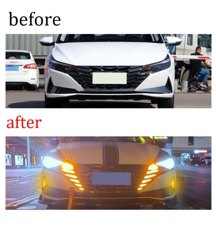 for Hyundai for Elantra 2021-2023 3-Color LED Daytime Driving Light Front Fog Lamp