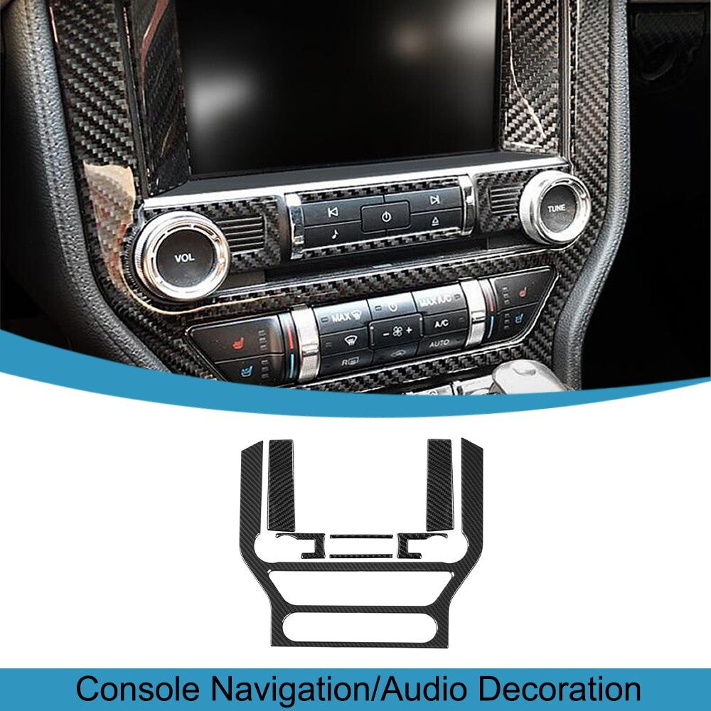 Central Control GPS Navigation Cover Trim for Ford for Mustang 2015-23 Carbon Fiber