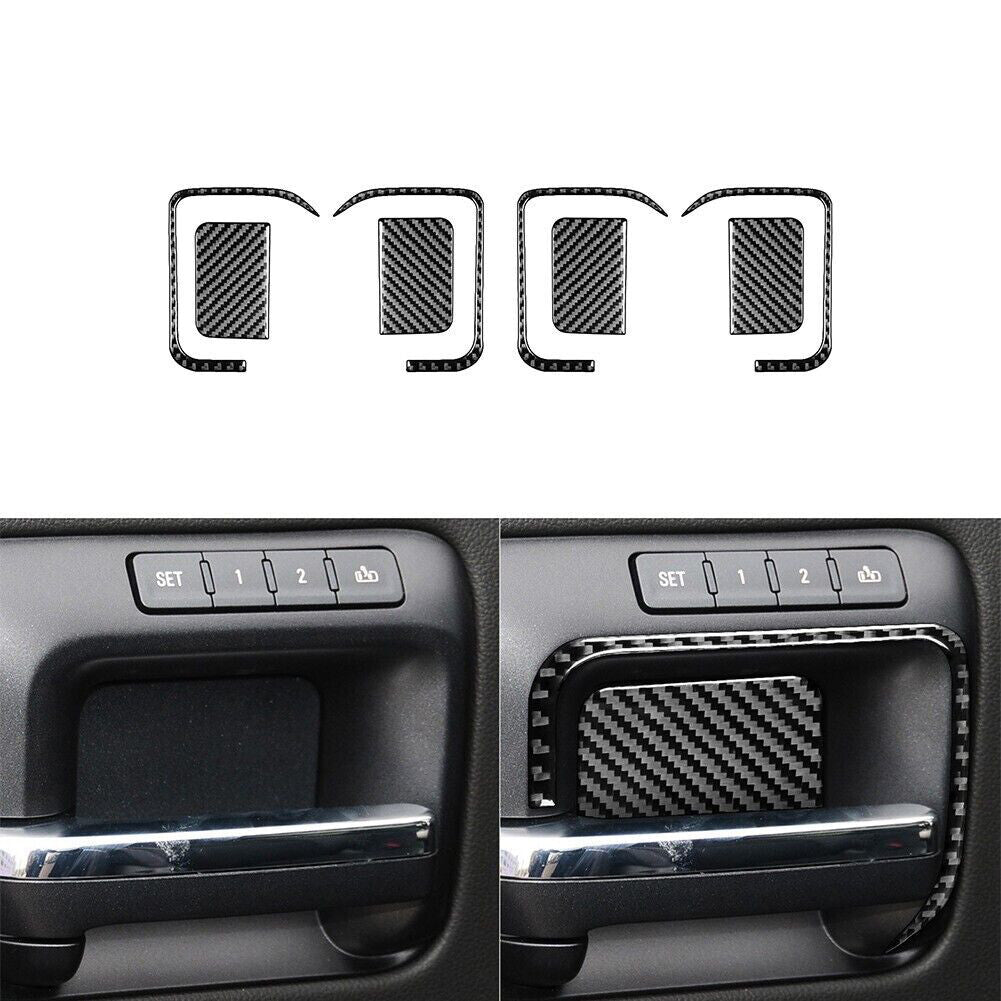 8pcs Carbon Fiber Door Handle Cover Trim For Silverado for GMC for SIERRA 2014-2018