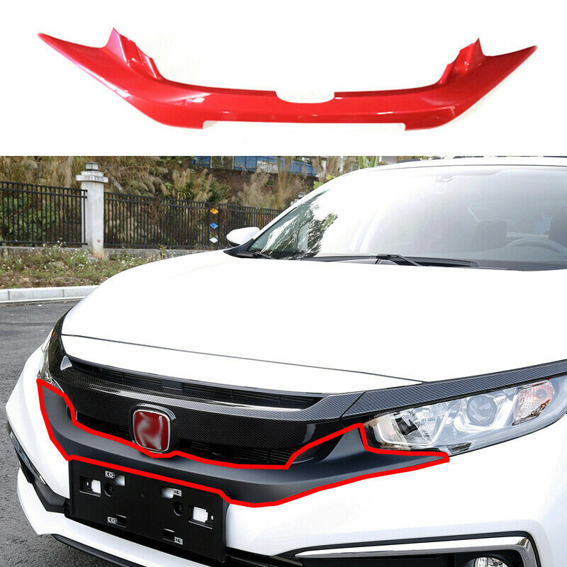 for Honda for Civic Sedan 2019-21 Gloss Red Front Lower Mesh Grille Grill Strip Trim