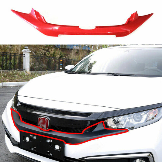 for Honda for Civic Sedan 2019-21 Gloss Red Front Lower Mesh Grille Grill Strip Trim