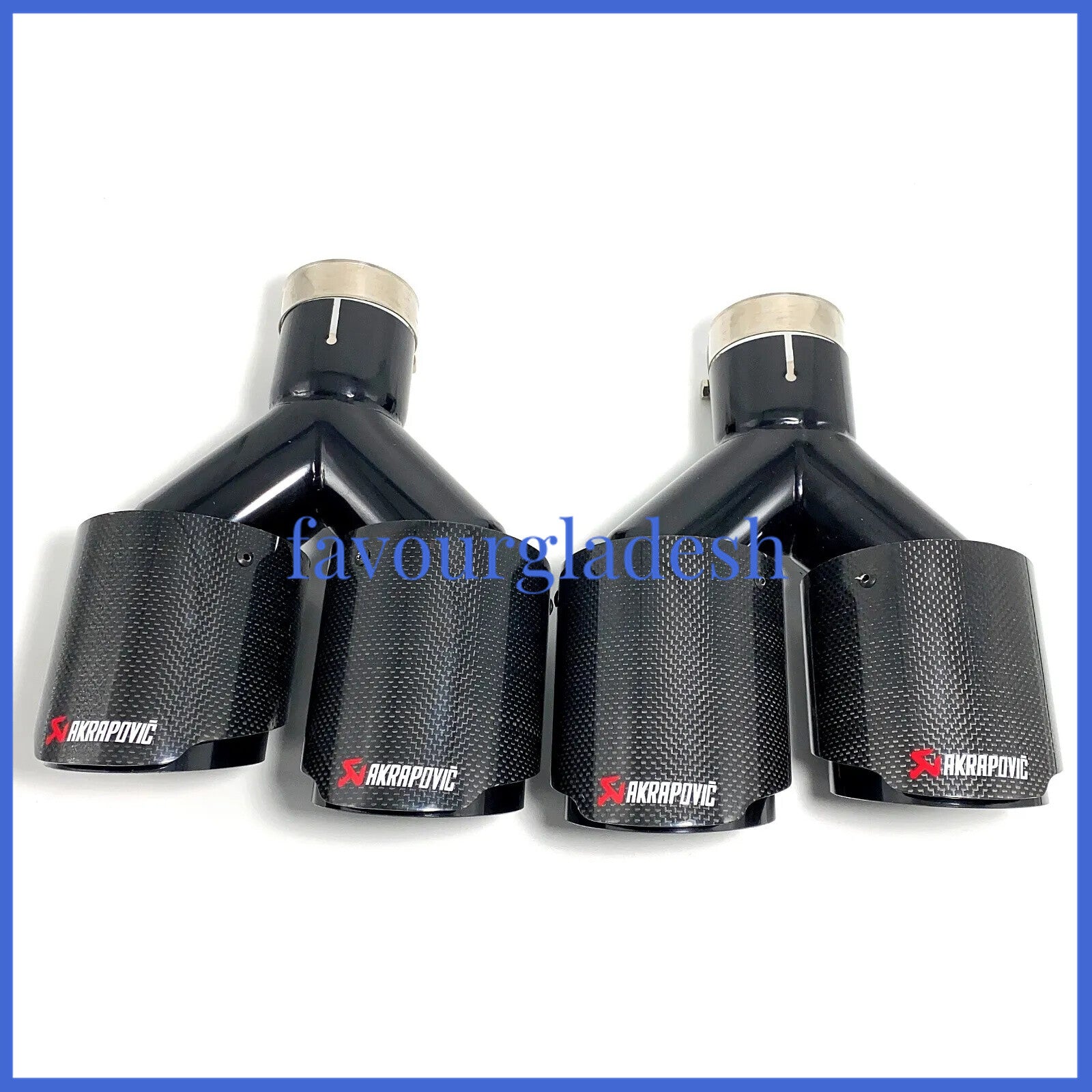 2PCS Akrapovic Carbon Fiber Exhaust Tip Dual Pipe ID:2.5 63mm OD:4.5 114mm