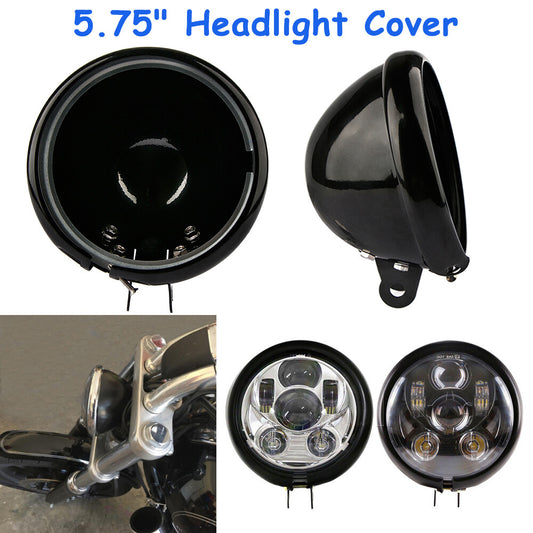 5-3/4 Motorcycle Headlight Bowl Shell Case Cap Cover Replacement Universal