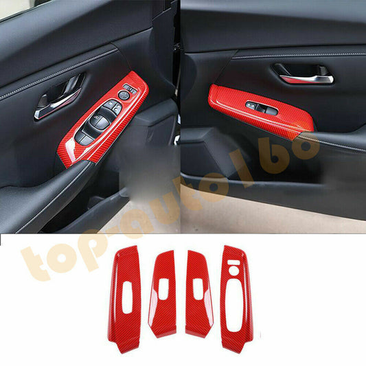 For 2020-2022 for Nissan Sentra Red Carbon Fiber Window Lift Panel Switch Cover Trim