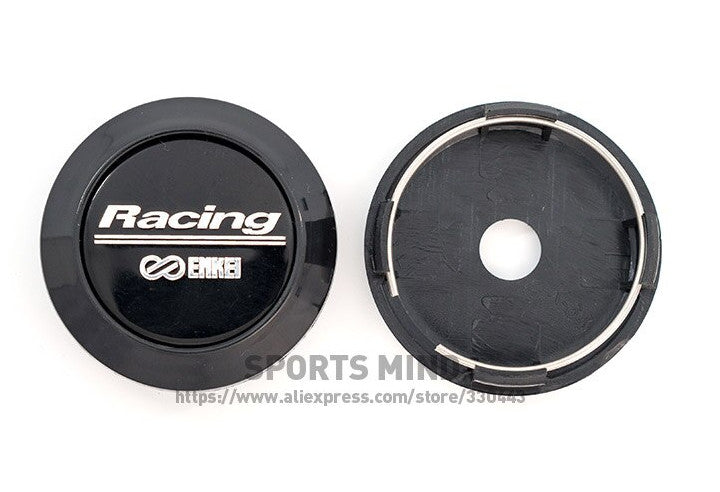 4x64mm Enkei Racing Black Decal Badge Wheel Center Hub Cap Rim Cap