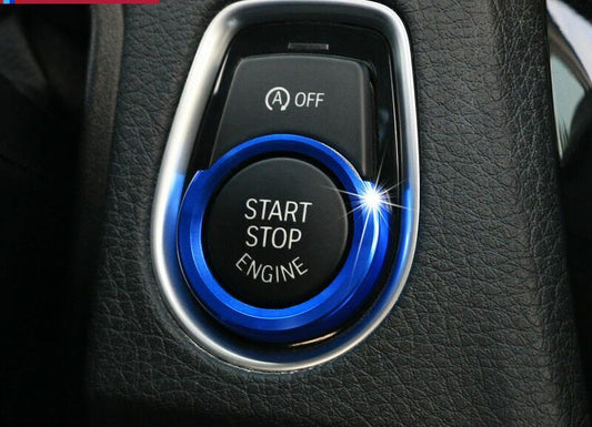 for BMW 1 2 3 4 Z series X5 X6 Keyless Engine Start Stop Button Blue Cover Ring