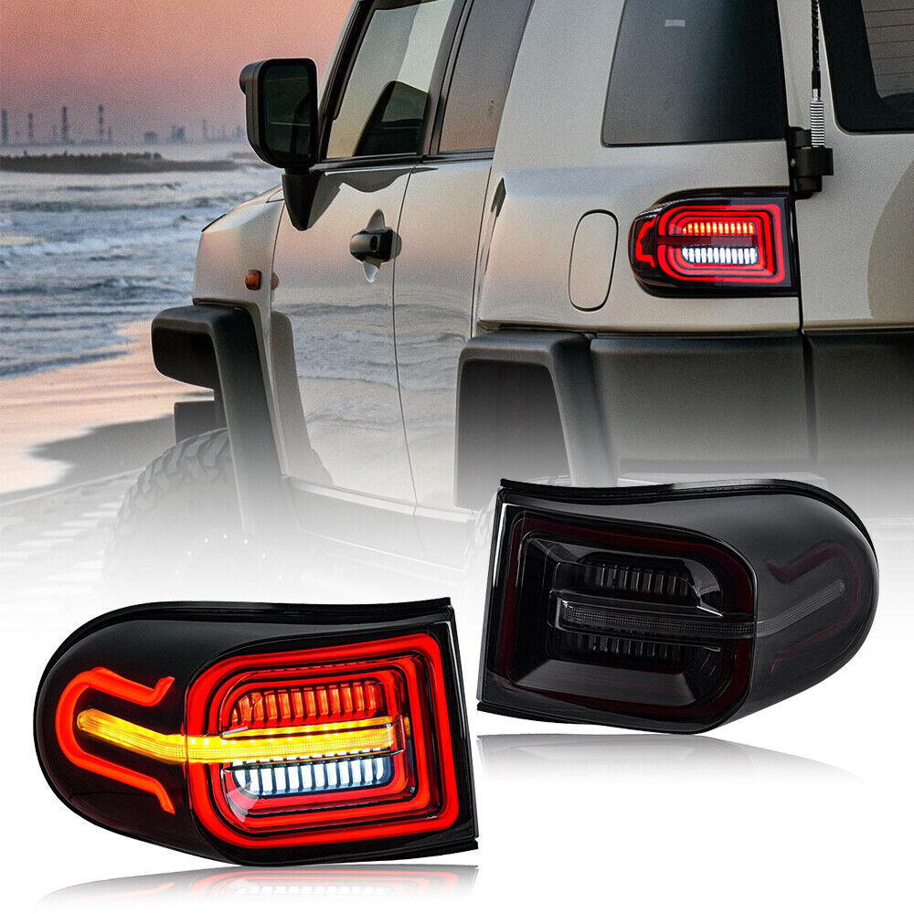 Pair Tail Lights w/ LED Assembly Smoke for Toyota FJ Cruiser 2006-2020 Rear Lamp