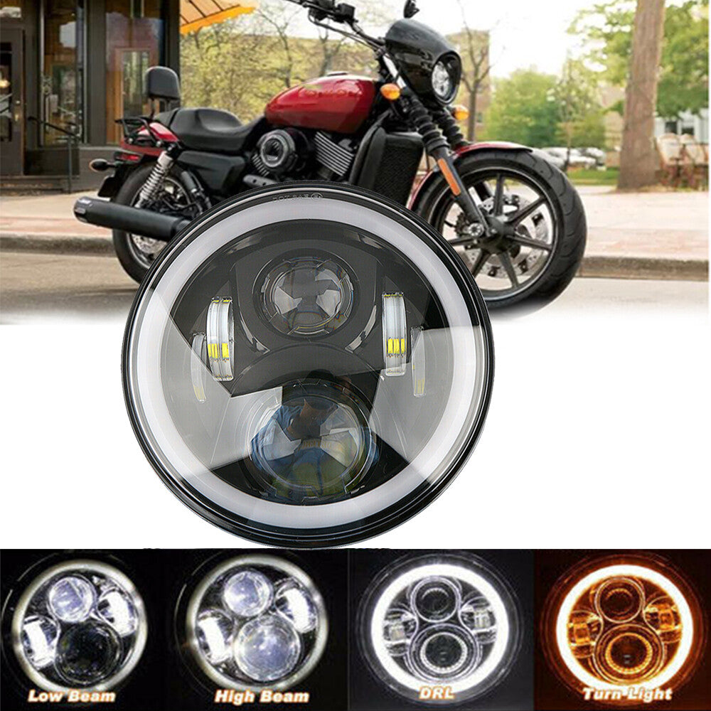 7 Headlight Motorcycle Motorbike Hi/Lo Beam LED Front Light Headlamp Universal