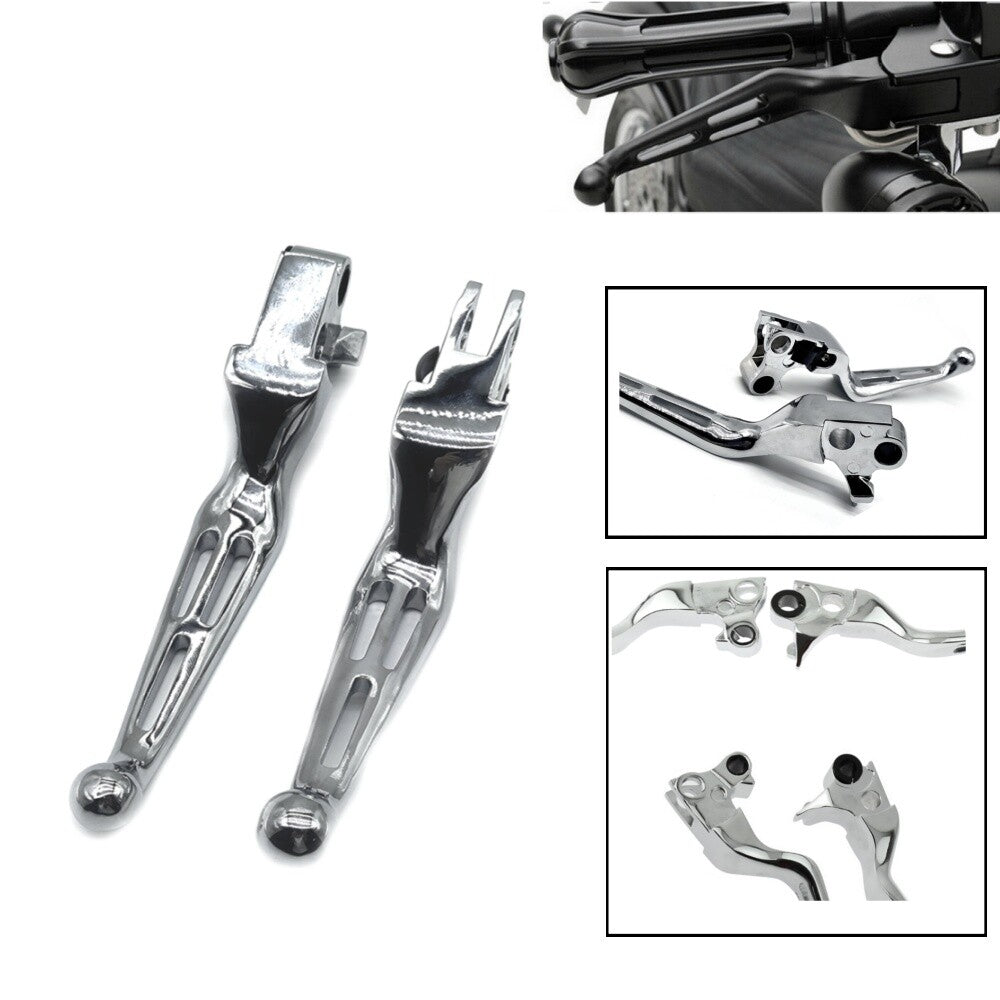 Chrome Brake Clutch Levers Slotted Hand Lever for Harley Touring Sportster 96-13