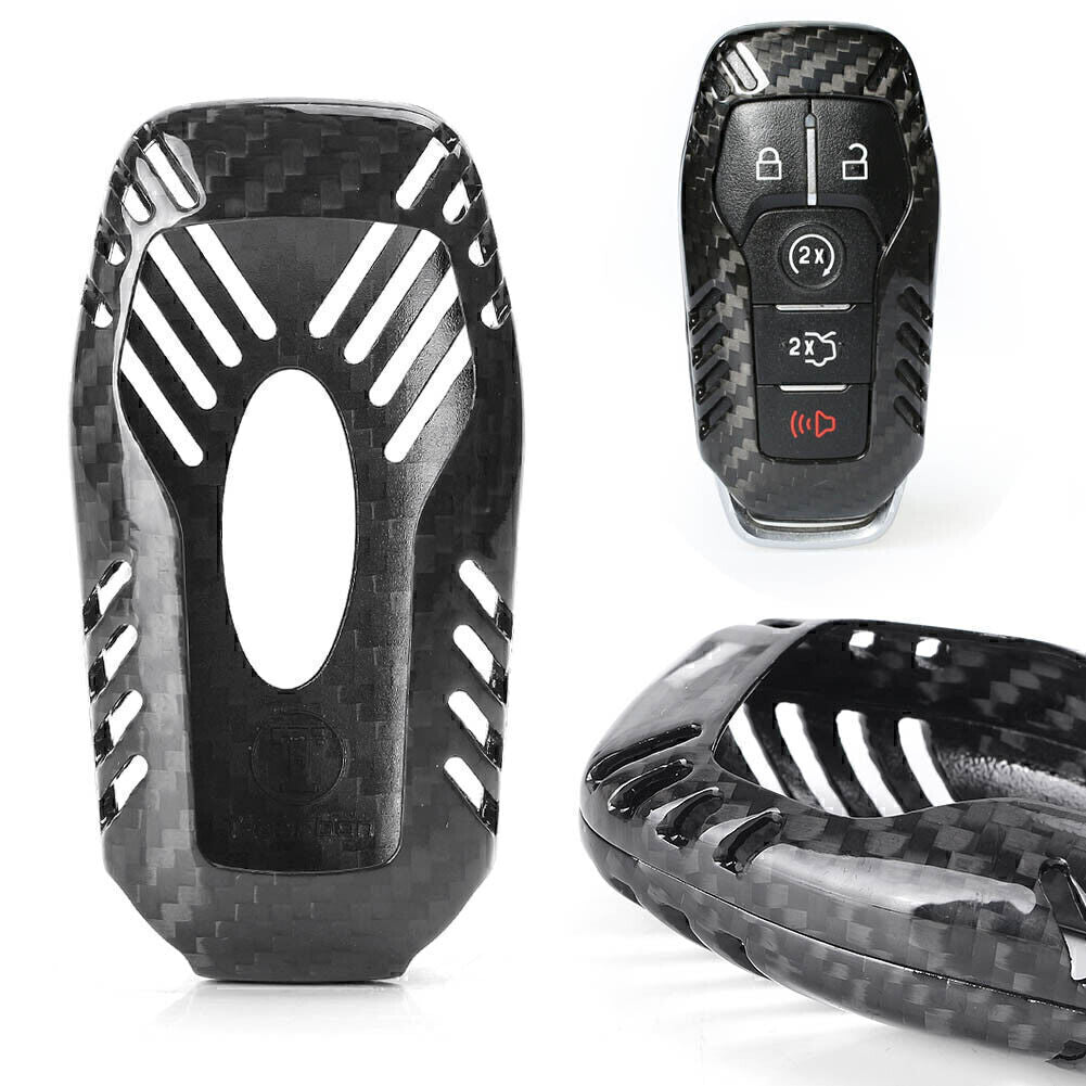 Remote Key Fob Cover Case Fit for Ford for Mustang 2015 2016 key case Carbon Fiber Black