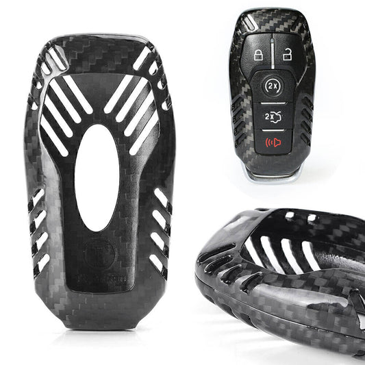 Remote Key Fob Cover Case Fit for Ford for Mustang 2015 2016 key case Carbon Fiber Black