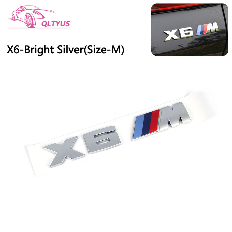 for BMW Matte Silver M Series X6M Trunk Emblem Lettering Decal Badge Set