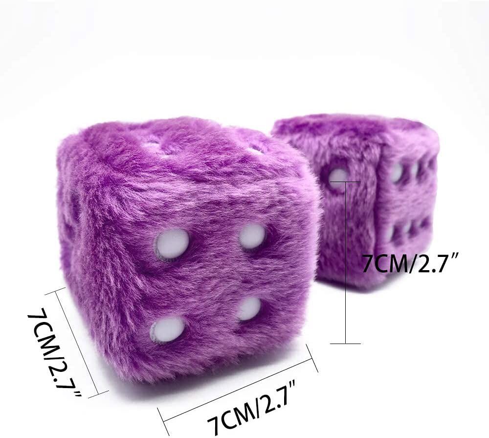 7.5cm Double Dice Pendant Hanging Plush Toy for Car Home Decoration Dice Purple