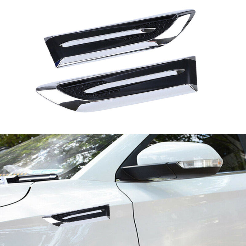 1 pair of side Airflow Fenders Chrome Side Hood Vents Decorative Stickers