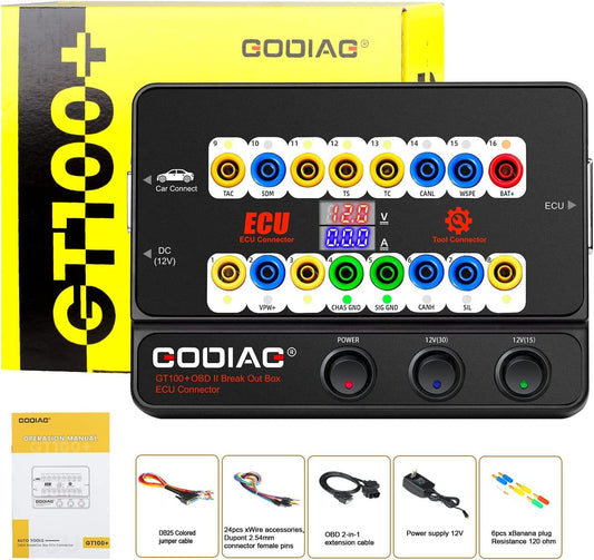 GODIAG GT100+ OBD2 Breakout Box Bench Connector E.CU Electronic Current Display