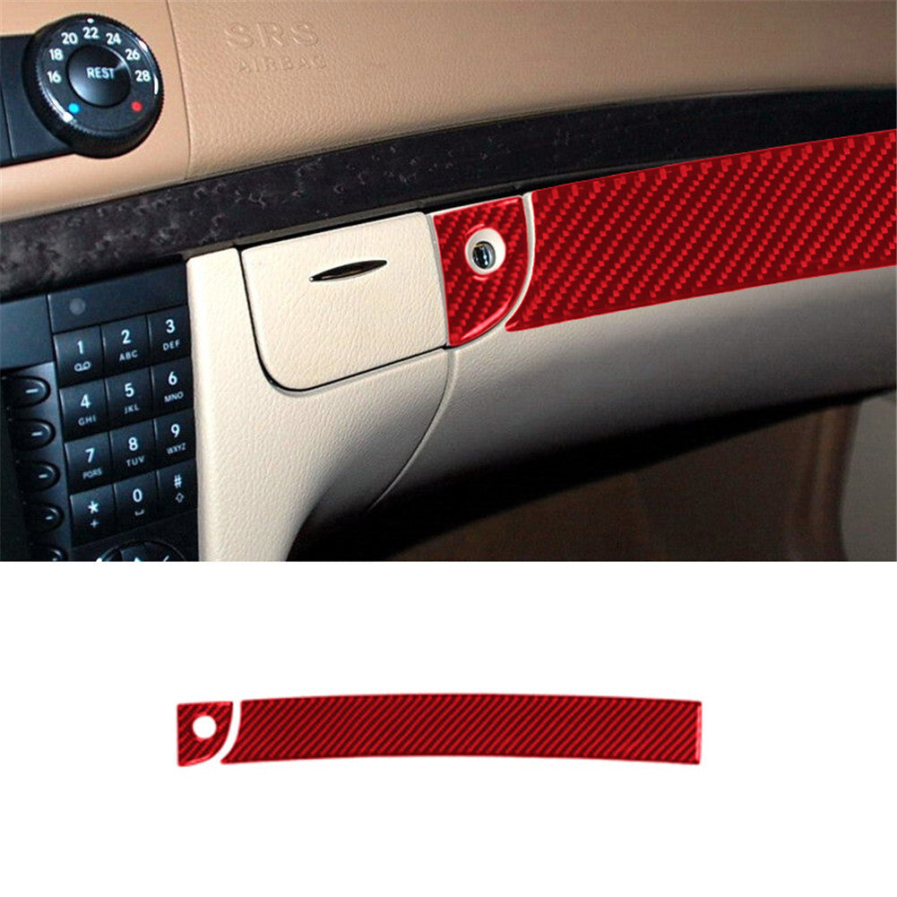 2PCS Red Carbon Fiber Glove Box Handle Cover Trim for Mercedes-Benz E-Class W211