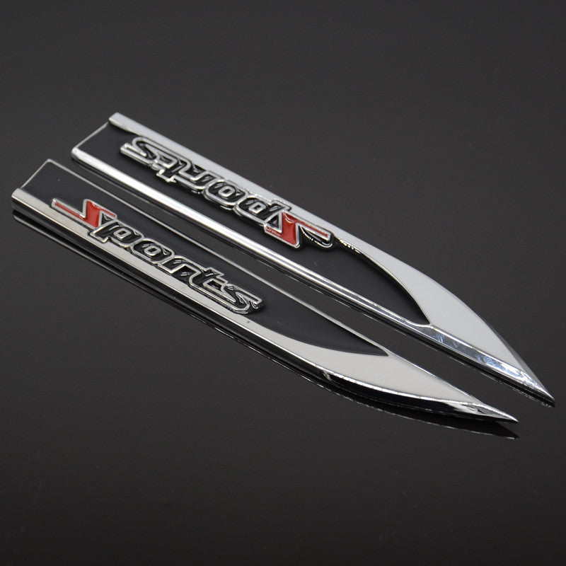 2x Sports Car Blade Dagger Sticker Badge Emblem Decal Landmarks Metal Mark Decor