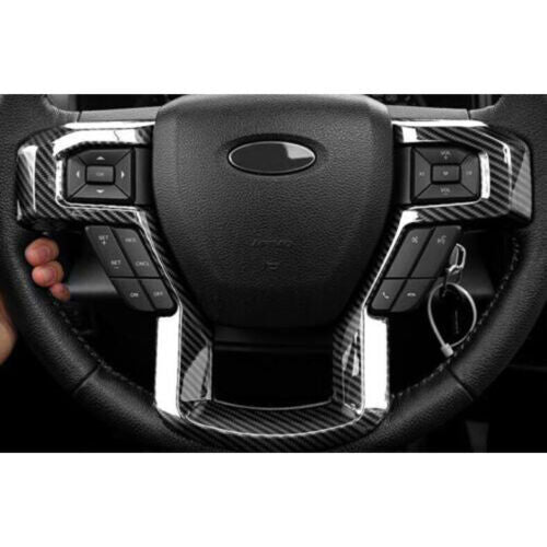 for Ford F150 F-150 2015-2020 Carbon Fiber Inner Steering Wheel Frame Cover Trim