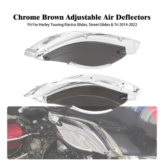 Chrome Batwing Fairing Brown Air Deflectors for Harley Electra Street Glide 14+