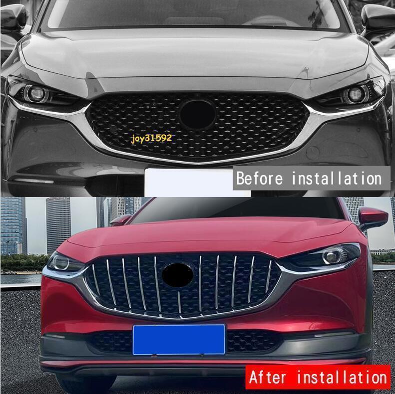 for Mazda CX-30 20-24 ABS Chrome Front Upper Grille Mesh Assembly Cover Trim 1X