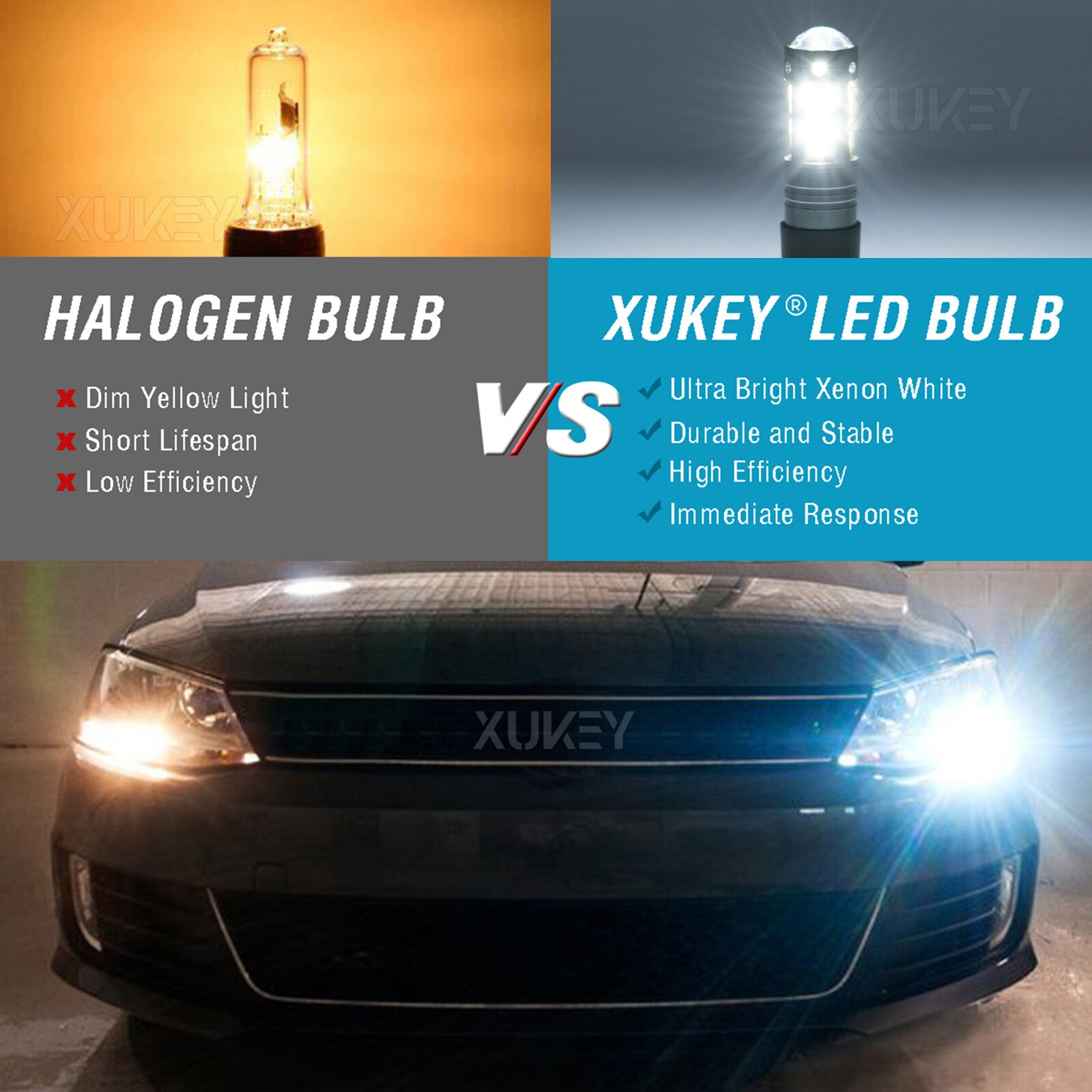 4x Super Bright H1 LED Headlight Kit High Low Beam Fog Driving Bulbs 6500K White