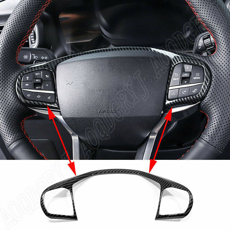 for Ford Explorer 2020-2021 ABS Carbon Fiber Steering Wheel Frame Trim Cover