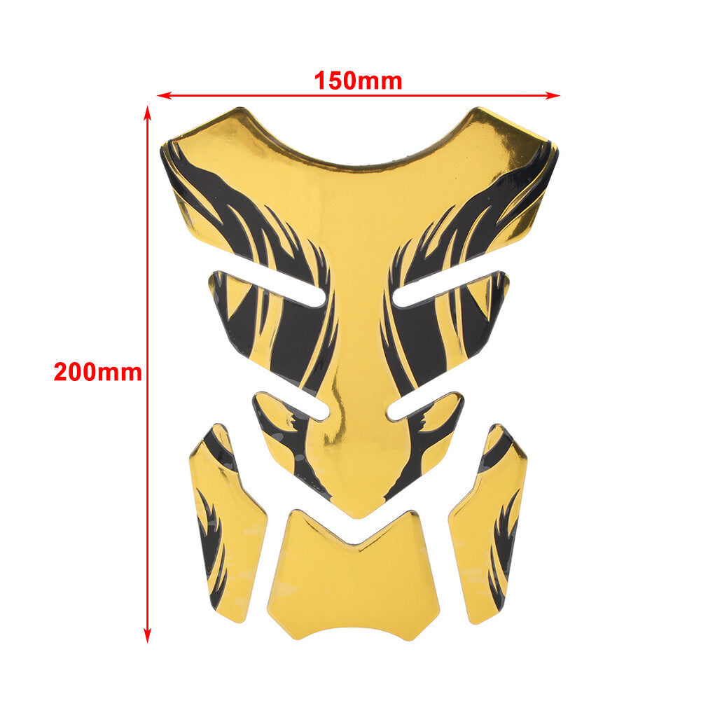Gold Motorcycle Tank Pad Gel Oil Gas Fuel Tank Protector Fishbone Decal Sticker