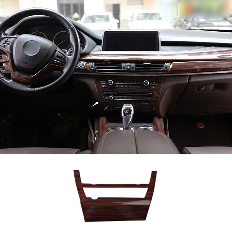 for BMW X5 F15 2014-2018 Red Wood Grain Console CD Button Control Frame Trim 1P